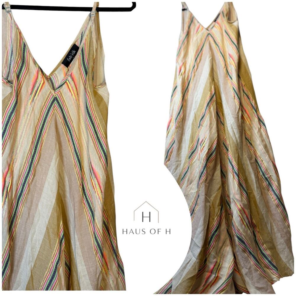 Fabrik Oversized Colorful Dress, Nylon, Multicolor Stripe Size L